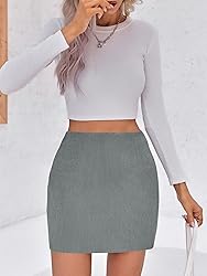 Wenrine Womens Mini Skirt High Waisted Basic Casual