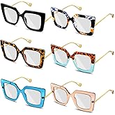 Kingdder 6 Pack Oversized Blue Light Glasses for Women Square Blue Light Blocking Glasses Stylish Computer Reading Eyeglasses