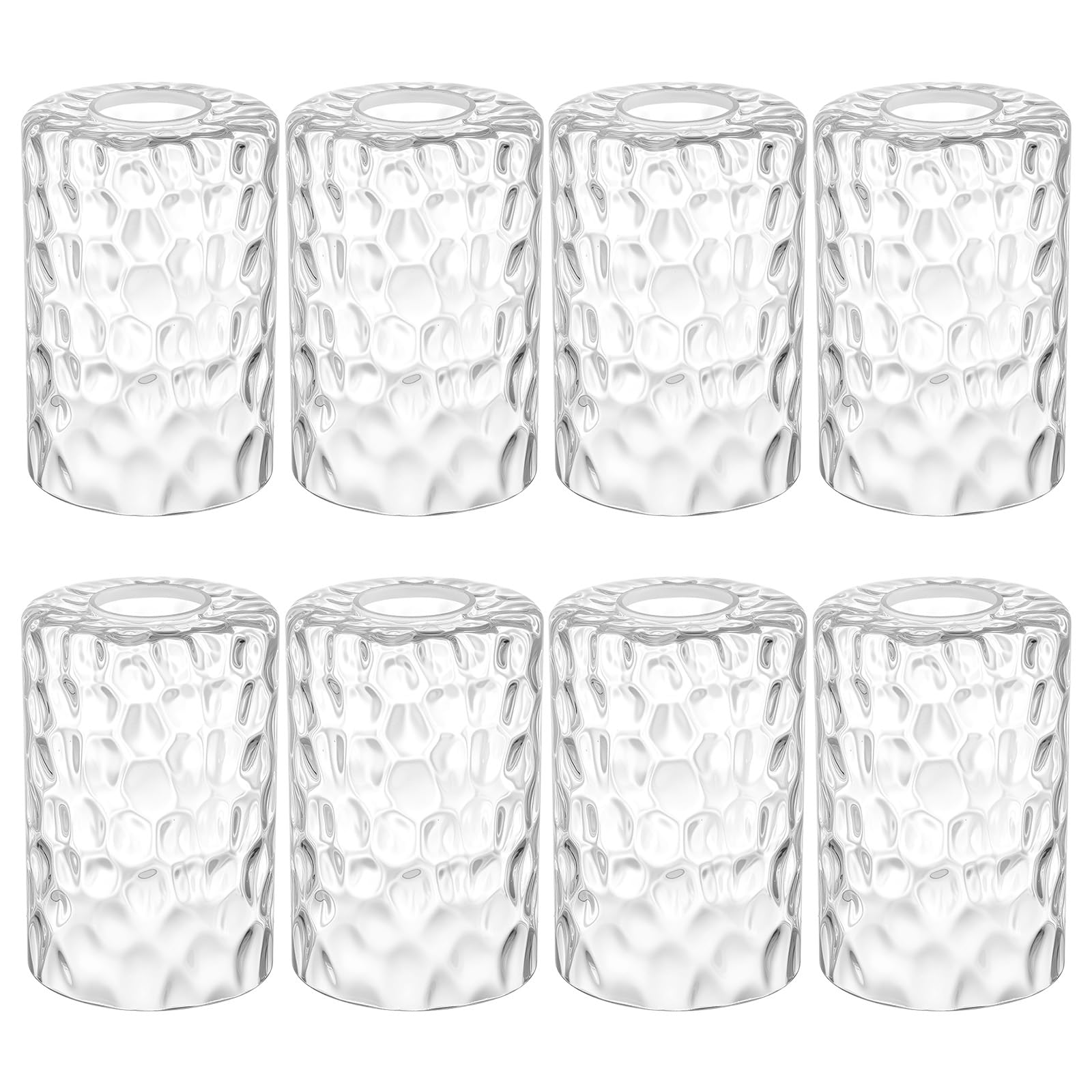 Photo 1 of Teenyyou Glass Shade Replacements for Pendant Light Fixtures Glass Lamp Shade Cover, 1-5/8 Inch Fitter, 4"w x 6"h, Replacement Lamp Globe for Chandelier Wall Light(Hammered,Clear,3 Pcs)