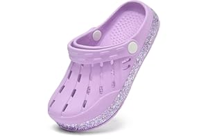 Cubufly Kids Garden Shoes Boys Girls Glitter Stripe Band Clogs Toddler Slip On Water Sandals Children Beach Pool Slipper