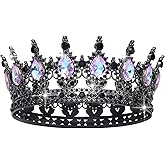 Queen Crown Rhinestone Wedding Crowns and Tiaras for Women Costume Party Hair Accessories Princess Birthday Crown Crystal Bridal Crown (Black Moonlight Purple)
