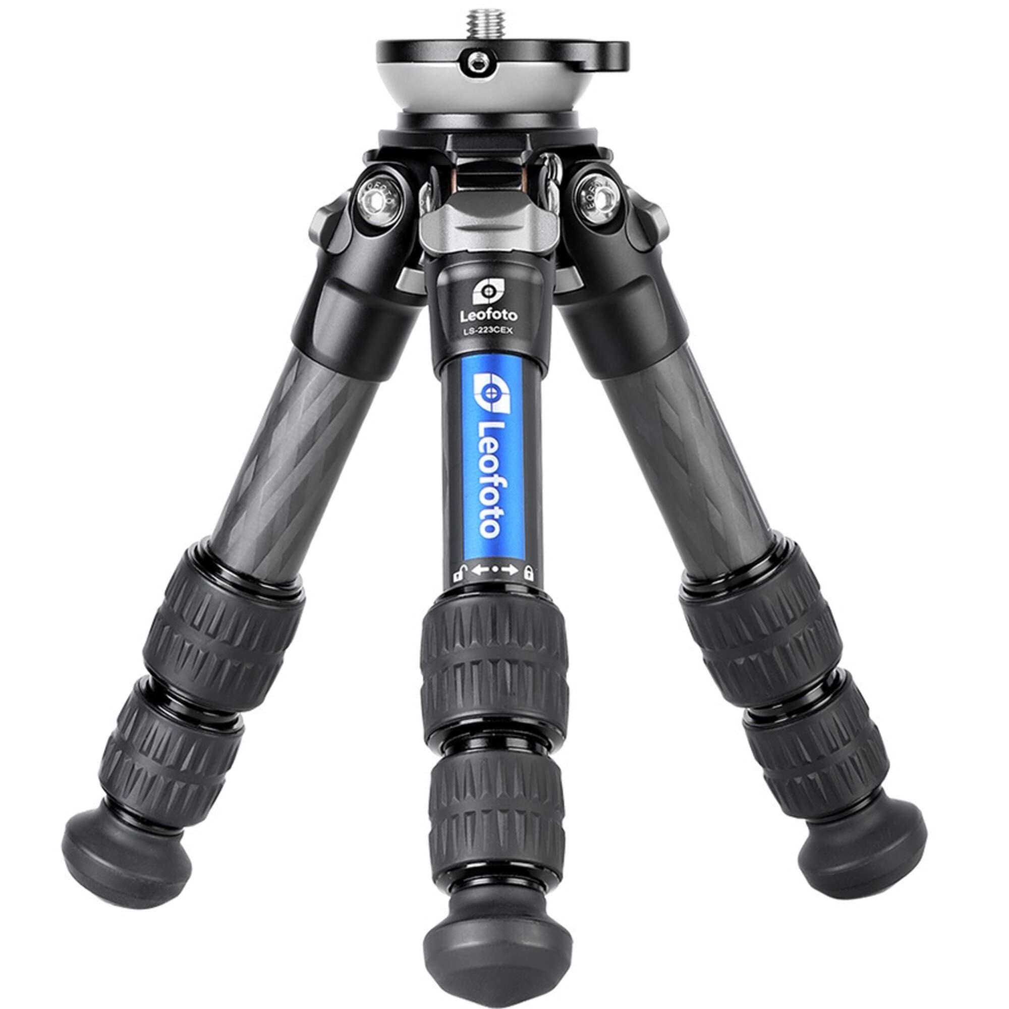 Leofoto - Ranger - Carbon Tripod with Leveling Base - Legs adjustable in 3 Angles - Ideal for Panorama Work and Videographers - LS-223CEX