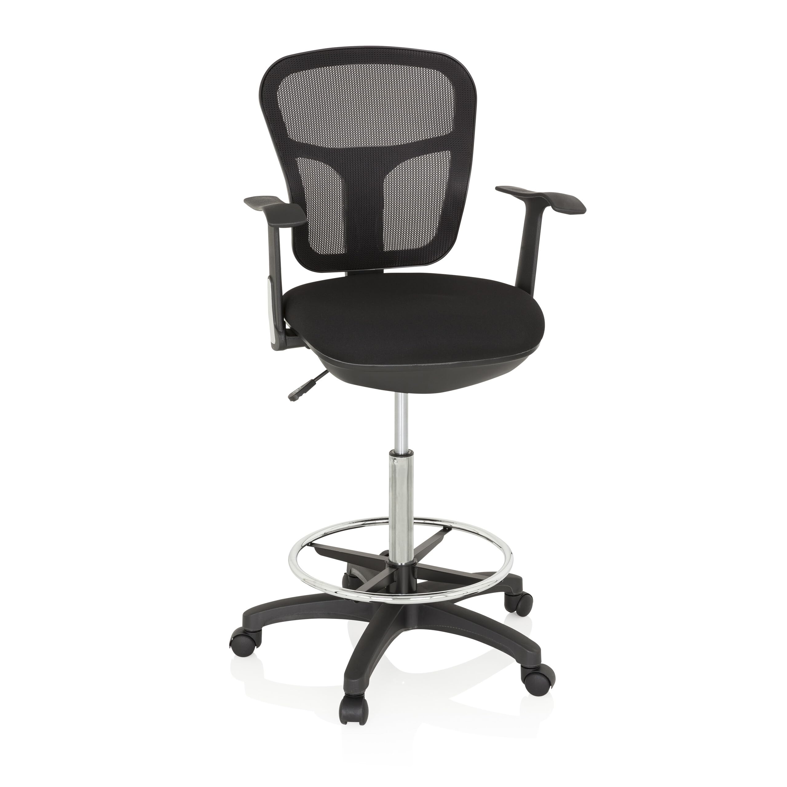hjh OFFICE Work Chair swivel chairTOP WORK 108 Mesh Ergonomic Counter Chair with Ring Footrest height adjustable black