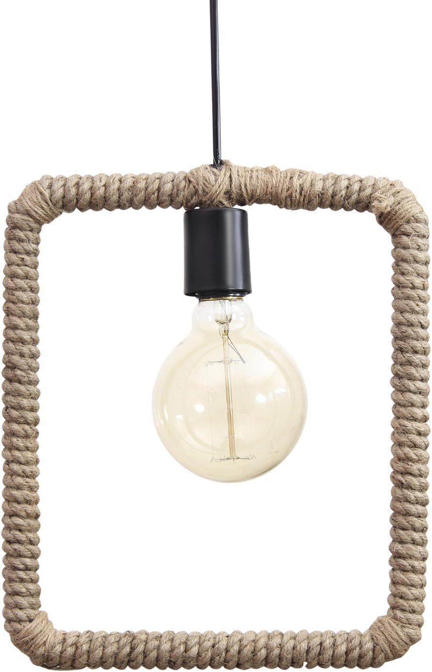 Hankley HK-HL-1014 Hanging Rope Light with Bulb (Beige, Square)