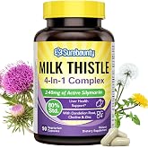 4-in-1 Milk Thistle Complex for Men &amp; Women, Milk Thistle Extract with 240mg of Active Silymarin, 80% Std, with Dandelion, Choline, Zinc, Liver Detox &amp; Repair, Non-GMO, Once Daily, 90 Veggie Caps