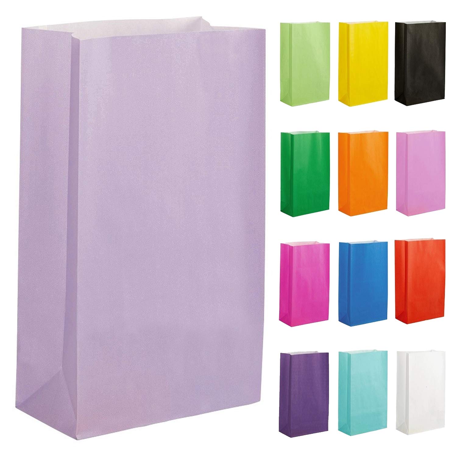 Thepaperbagstore 50 Lilac Paper Party Bags - 14x24.5x7cm - Colourful Paper Gift Bags for Kids and Adults Parties, Birthdays, Weddings, Baby Showers, Hen Parties and Sweets