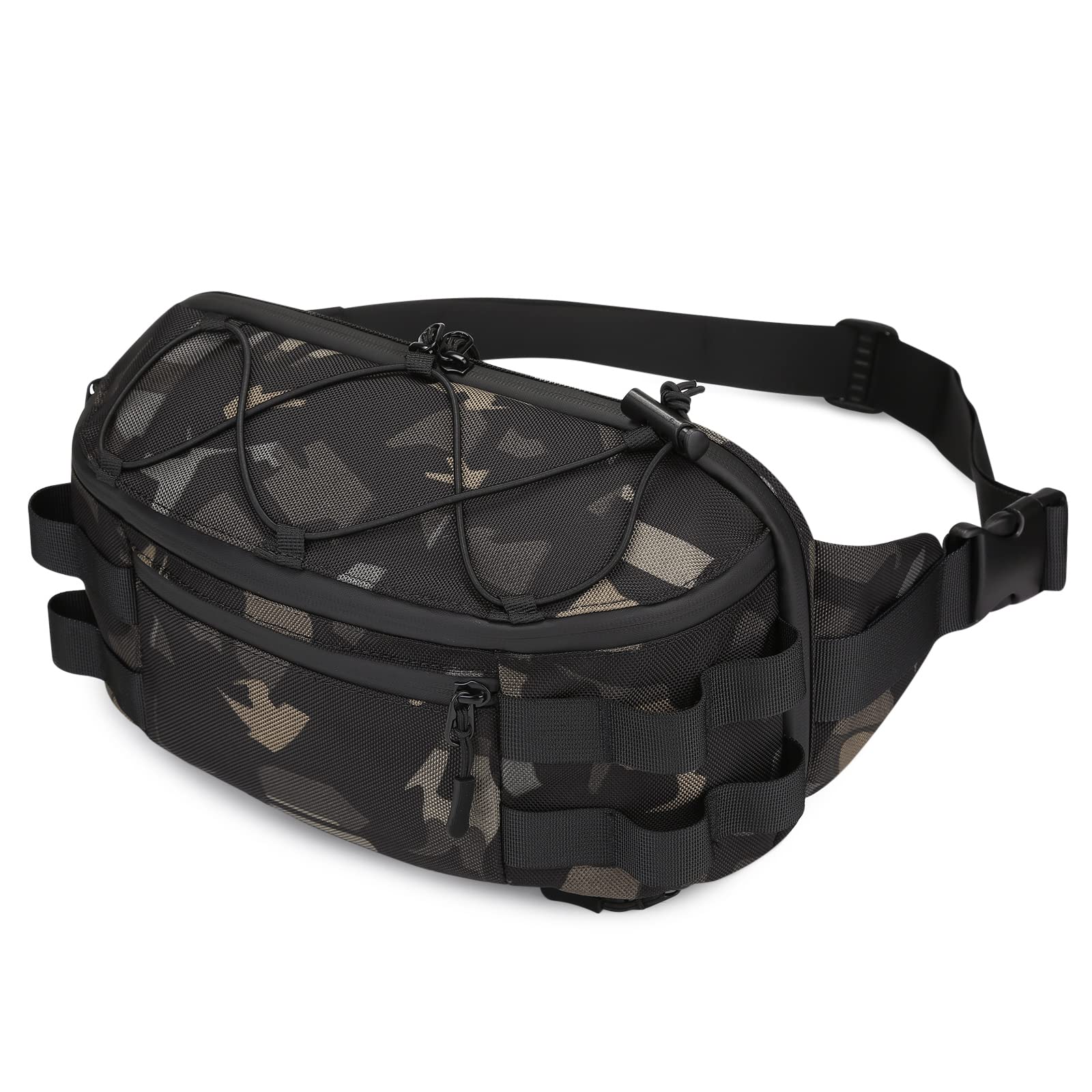 Huntvp Tactical Waist Bag Fanny Pack Bumbag Hip Running Bag Bum Bags for Men Women Hiking Camping Running Dog Walking Travel Outdoors (Camo-XL)