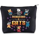 BWWKTOP Cats Cosmetic Makeup Bag Legends of Fantasy Gifts Dragon Master Zipper Pouch Bag Questers & Creatures Gamer Gifts (Dungeo and Cat)