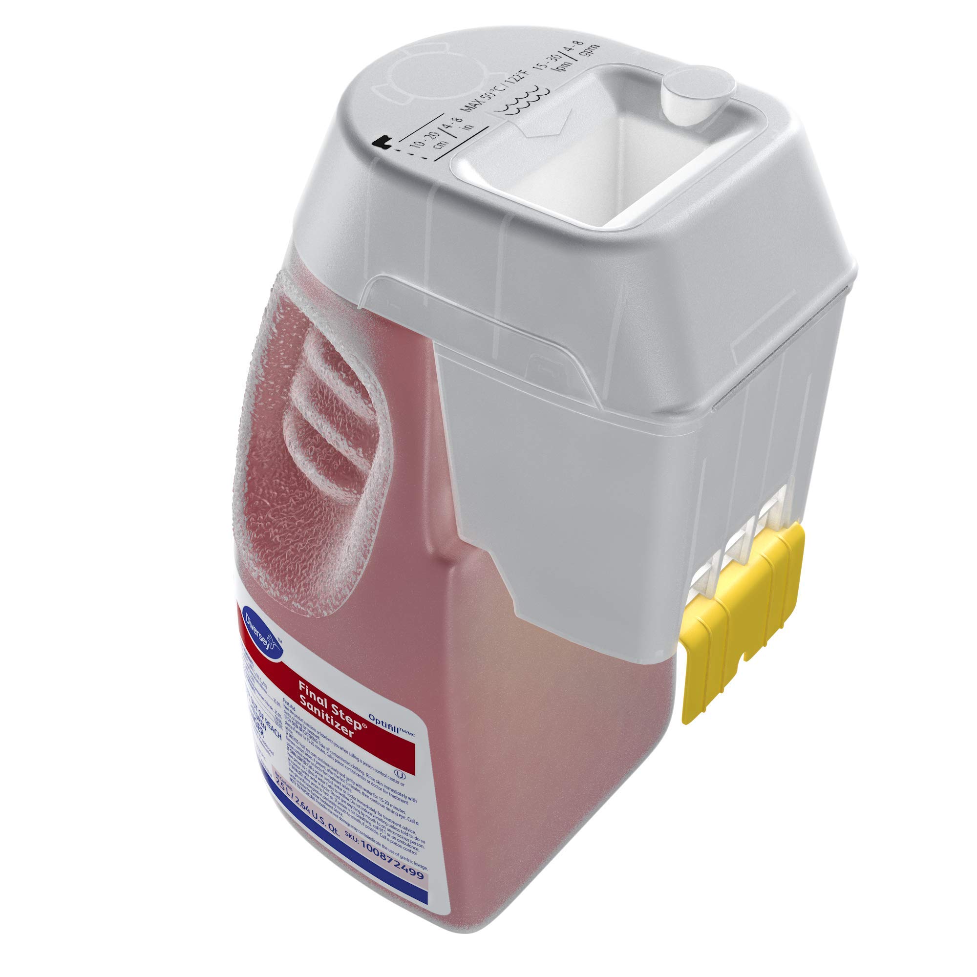 Diversey 101105267 Final Step Sanitizer, No Rinse Food Contact Sanitizer for Dishes, Utensils & Equipment, Unscented, Concentrate Optifill, 2.5-Liters