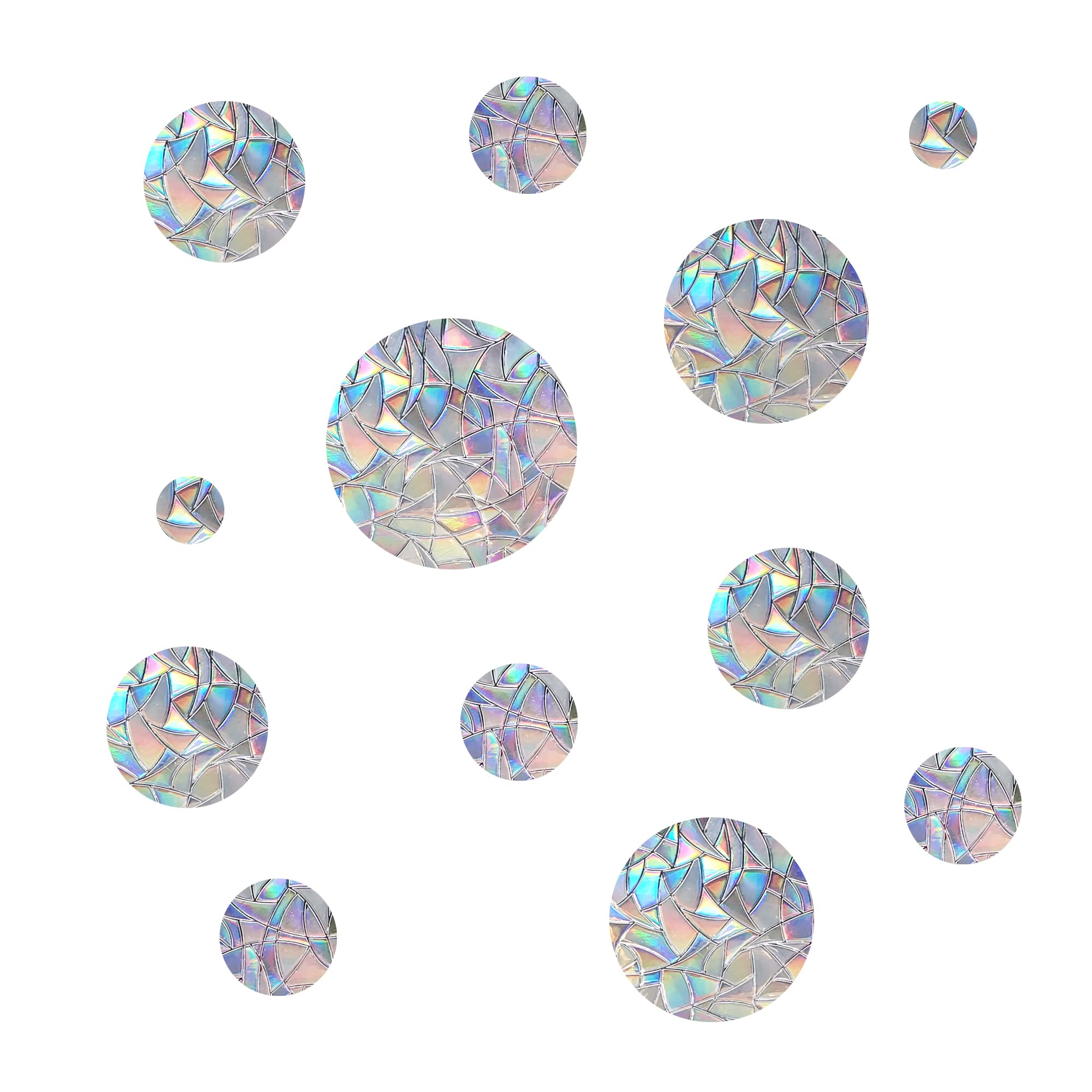 Prism Window Stickers for Bird Strikes, Anti-Collision Stickers, Stop Birds Flying in Windows (Circle, 15 Pieces)