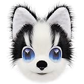 Adolala Furry Dog Head Mask Faux Fur Fursuit Animal Masks Halloween Cosplay Costume Props