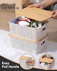 EOENVIVS Storage Bins with Lids 6 Packs, Plastic