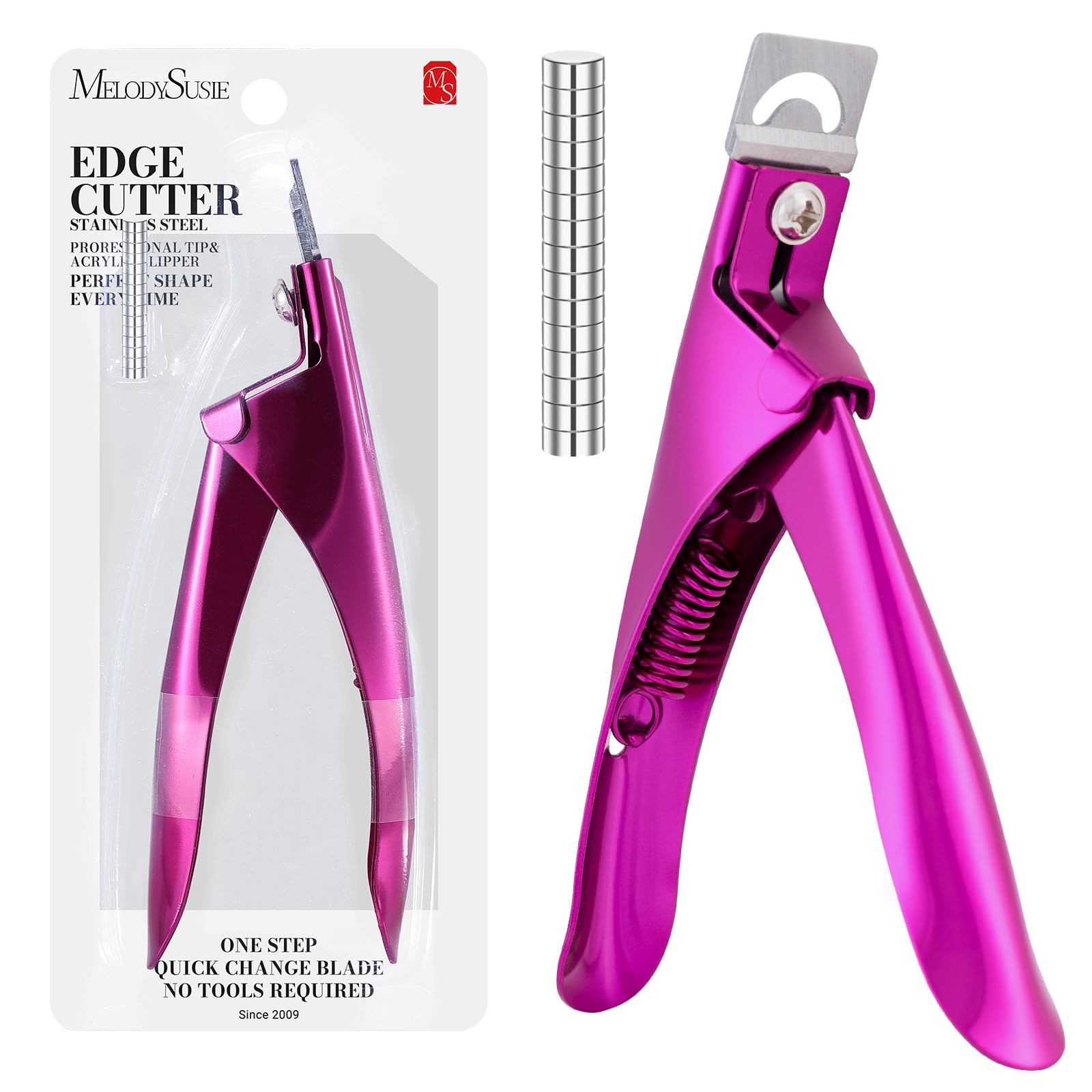 MelodySusie Nail Clippers Tip Cutters for Acrylic False Fake Gel Artificial Nails Rustproof Sharp Professional Manicure Pedicure Trimmer Nail Care Tools (Rose, Small)
