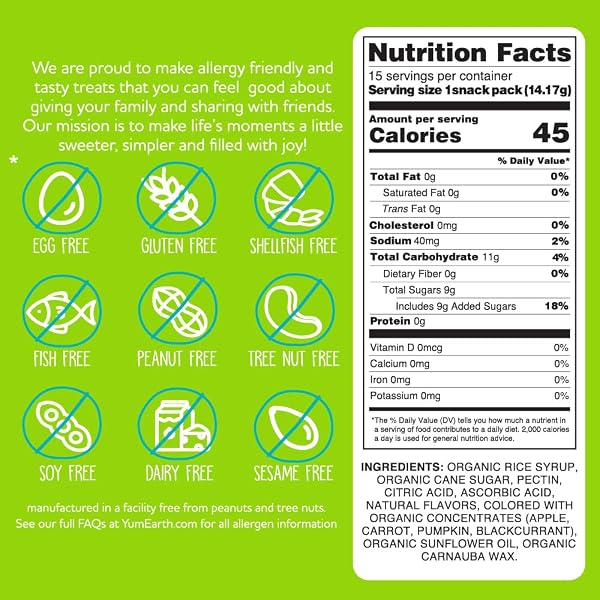 YUMEARTH ORGANIC HALLOWEEN GUMMY FRUITS – FRUITY CANDY SNACK PACKS, GLUTEN FREE SNACKS FOR KIDS – ALLERGY FRIENDLY, NON-GMO, NO ARTIFICIAL DYES – ASSORTED FLAVORS, 7.5 OZ (PACK OF 15)