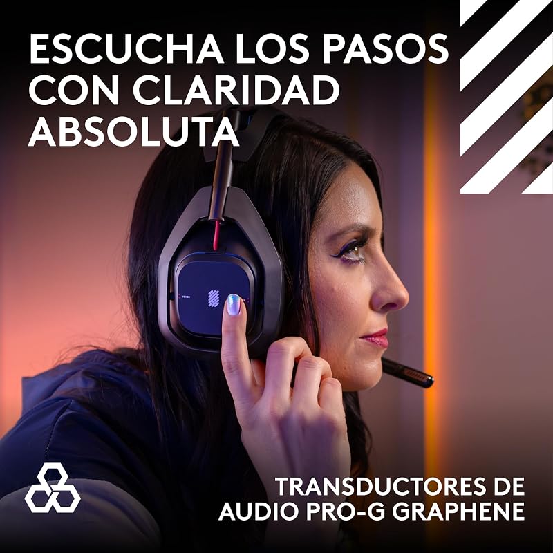 Logitech g astro a50 lightspeed gaming headset wireless + estação base (gen 5), pro-g graphene, alternar entre 3 sistemas, usb-c para xbox, ps5, pc/mac ou nintendo switch, bluetooth - preto