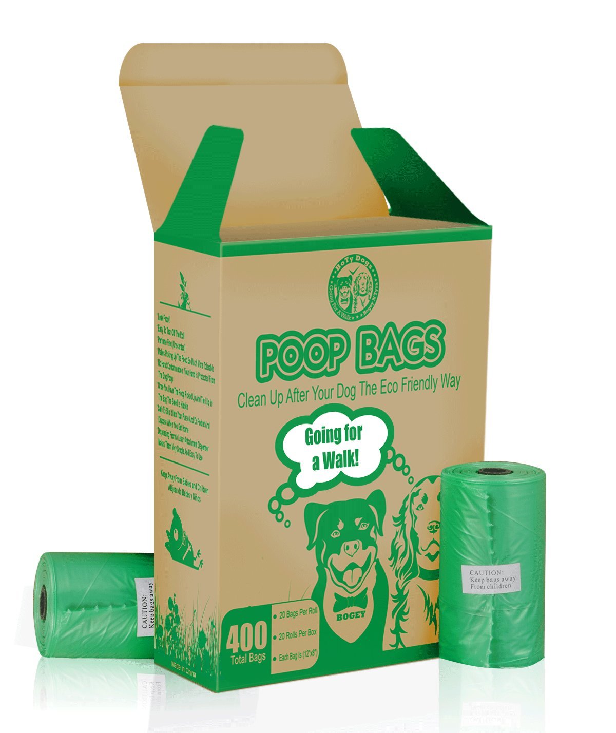 BoTy Dogs Dog Poop Bags in Bulk 400 Green Waste Bags Unscented Bags