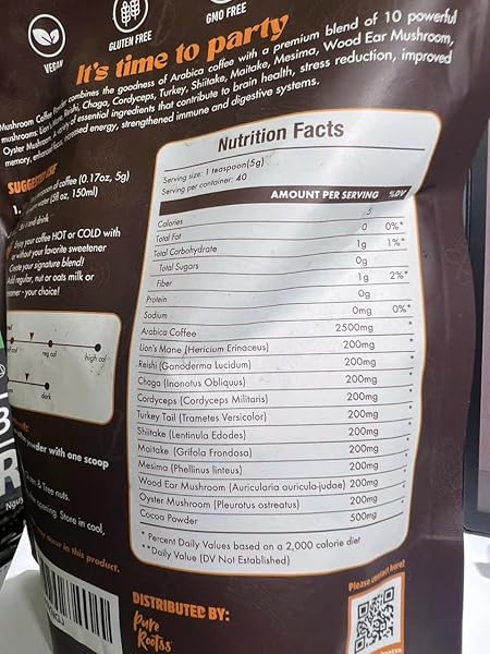 400,000MG MUSHROOM COFFEE 10-IN-1 LOW CAFFEINE, 100% ARABICA COFFEE SUPERFOOD – LION’S MANE, REISHI, CHAGA & COCOA – NATURAL ENERGY & FOCUS BOOST, IMMUNE SUPPORT, JITTERS FREE, SUGAR FREE (7OZ)