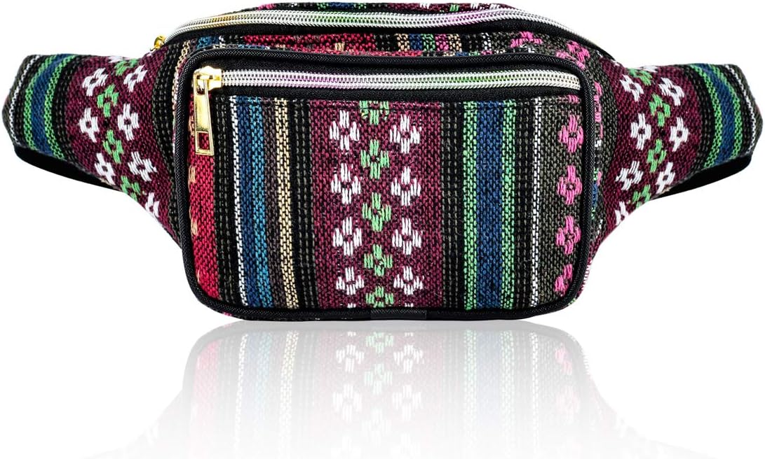 Fanny Pack Boho Stripe Waist Pack Bag for Men Women Hip Bum Bag with Adjustable Strap for Outdoors Workout Traveling,Hiking,Rave Party,Festival