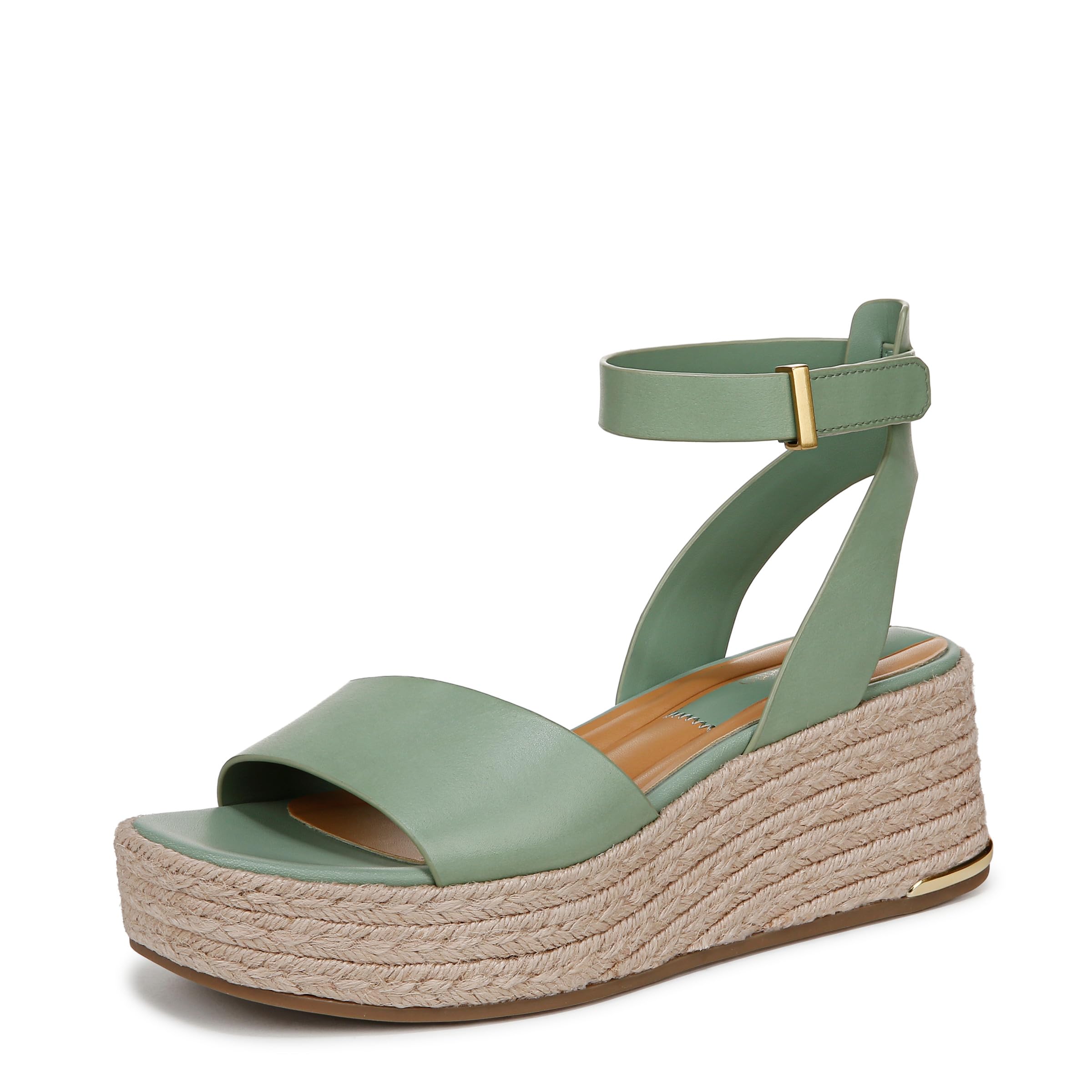 Franco Sarto Womens Terry5 Espadrille Wedge Sandal Green Leather 10 M