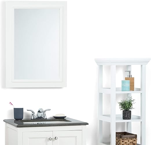 Amazon Com Simplihome Cambridge 22 Inch X 30 Inch Bath Vanity Decor Mirror In Pure White Furniture Decor