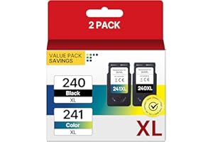 VOREDO PG-240XL/CL-241XL Ink Cartridges Compatible for Canon 240XL 241XL Combo Pack, 240XL and 241XL Ink Cartridge for Canon PIXMA MG3620 MG3600 TS5120 MG3120 MG3520 MX472 Printer (2 Pack)
