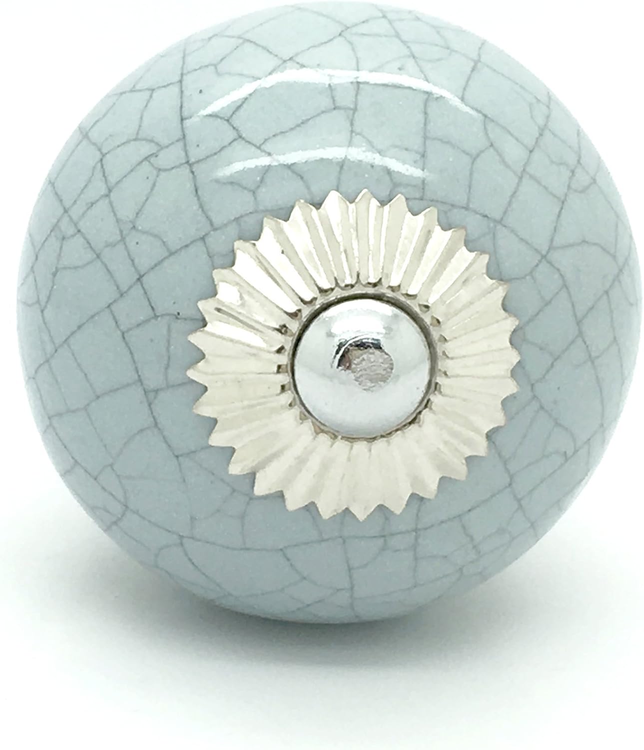 G Decor Blue-Grey Crackle Handmade Design Round Ceramic Door Knobs, Vintage, Shabby Chic, Interior Furniture - Image 3