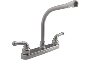 Dura Faucet DF-PK210C-SN Hi-Rise RV Kitchen Sink Faucet with Classical Levers (Brushed Satin Nickel)