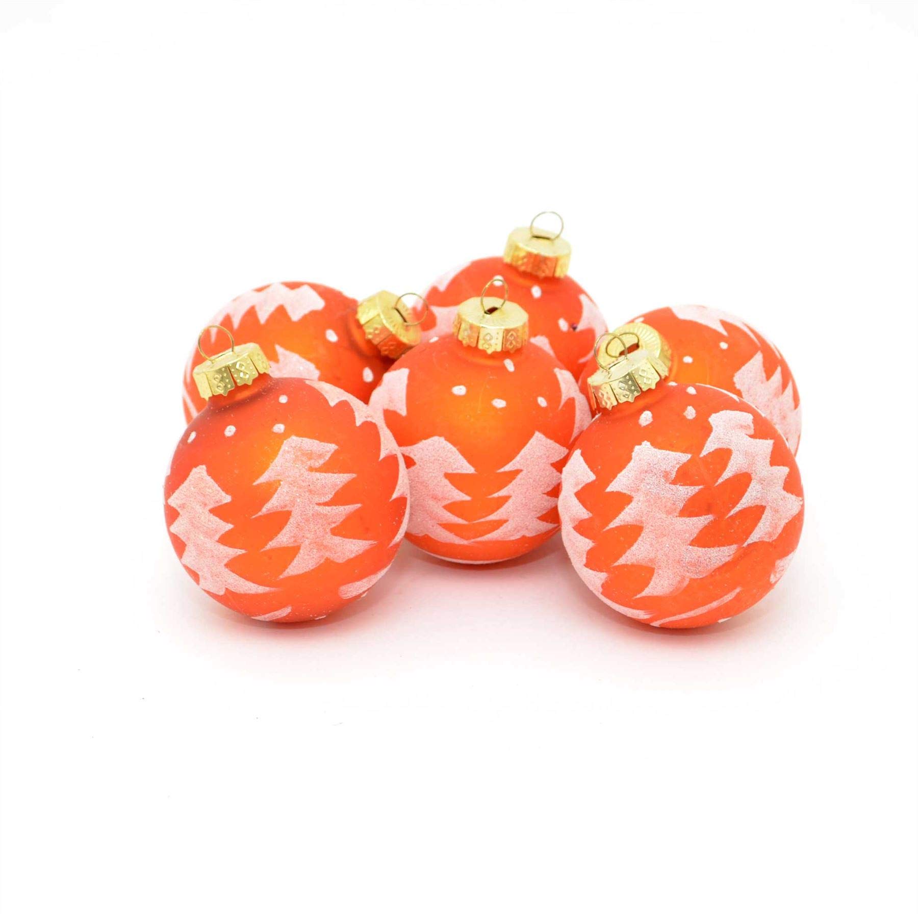 Shatchi 6pcs Hand Printed Glass Christmas Tree Baubles Balls Hanging Ornaments Decorations Seasonal Home Décor Xmas