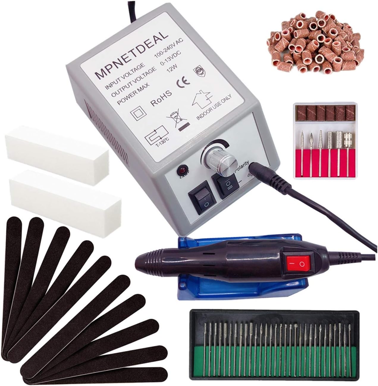 Mpnetdeal Electric Nail Drill Machine Nail File e File Drill Set Kit for Acrylic Nails Gel Nail Glazing Nail Drill Nail Art Polisher Sets Toe Nail Drill Grinder (Gray)