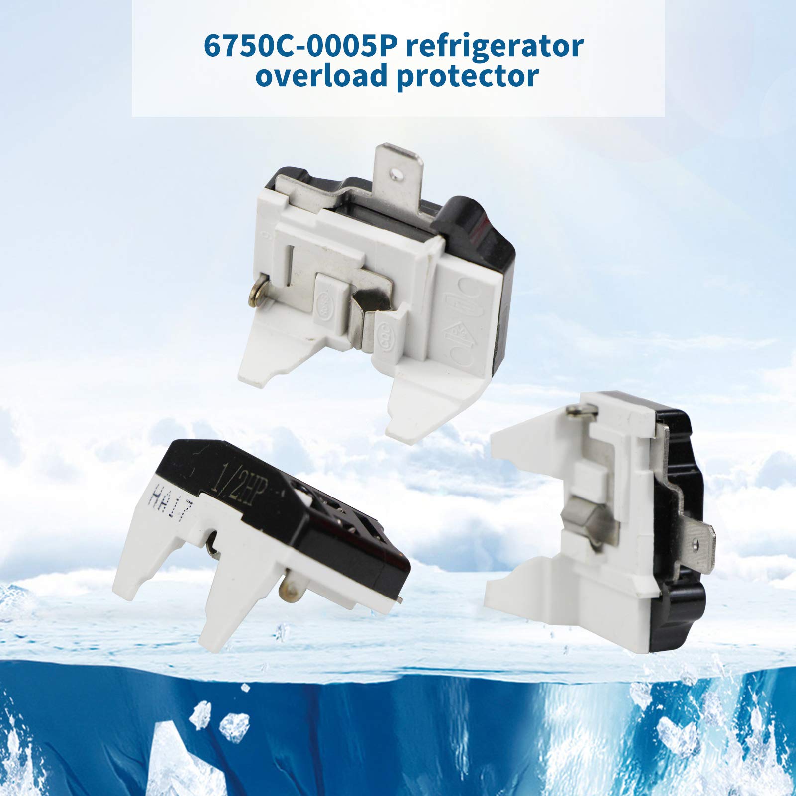 Wehhbtye 4 PCS 1 Pin Refrigerator Starter Relay QP2-4.7/4r7 and 6750C-0005P Overload Protector - Compatible With LG Compressor and Freezers