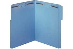 Globe-Weis Fastener Folders, 1/3 Cut Reinforced Tab, 2 Fasteners, Letter Size, Blue, 50 Folders Per Box (22040GW)