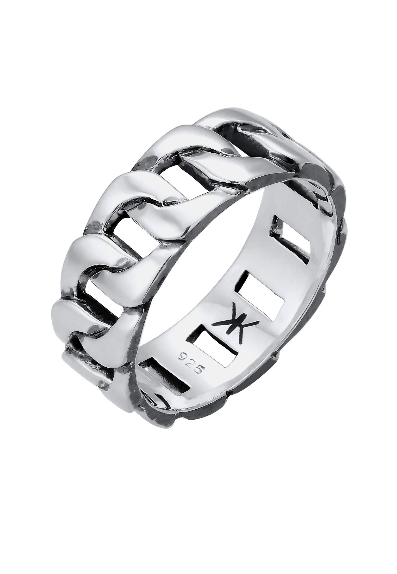 Kuzzoi Men's Massive Ring (8mm) in Tank Design, Black Oxidized Band, Sterling Silver, Industrial Style, Unisex, Size 12
