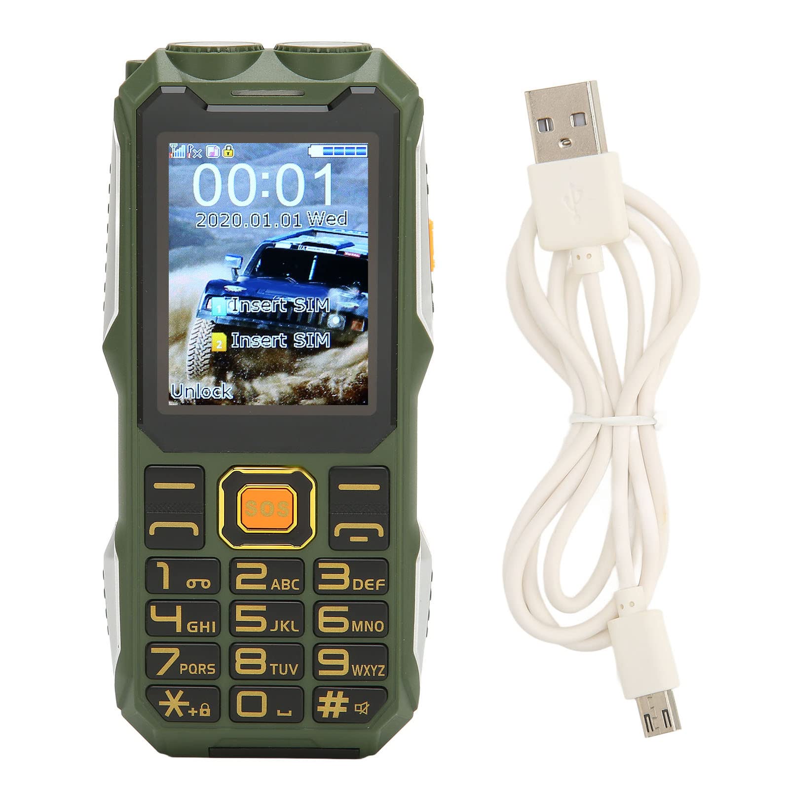 Unlocked Senior Cell Phone, Big Button Dual SIM Senior Phone, Easy to Use Mobile Phone with Large Capacity Battery, Flashlight, SOS Key, Voice Recorder, Calendar, Alarm Clock, Calculator, Green