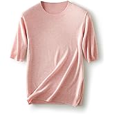 Ciovkis Women's Merino Wool Blend Sweater Fall Winter Crew Neck Short Sleeve First-Line Ready to Wear Seamless Knit Pullover