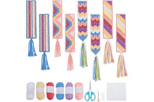 FREEBLOSS 8set Plastic Canvas Bookmark Kit - Multicolor - 18 Count - Plastic Mesh - Needlepoint Patterned Canvas - Bookmark