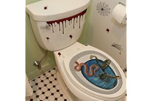 ROFARSO Halloween Removable Toilet Lid Decals 3D Horrible Wall Stickers DIY Scary Home Decor Bathroom Dark Creatures Decoration Poster for Punk Party (Creepy Snakes.)