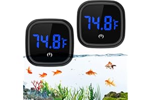 LOFICOPER Digital Aquarium Thermometer, Stick On Fish Tank Thermometer, Small Aquarium Temperature Gauge with LED Touch Screen, 0.18℉ Resolution, for Aquariums, Terrariums, 2 Pack