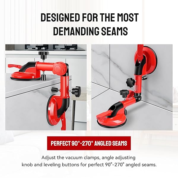 SHIJING 2PCS GRANITE SEAM SETTER, 90°- 270° ANGLE ADJUSTMENT,GLASS SUCTION CUPS, HANDLE GLASS HOLDER TOOL FOR LIFT LARGE GLASS/FLOOR GAP FIXER/TILE LIFTER MIRROR/WINDSHIELD REMOVAL & INSTALL TOOL