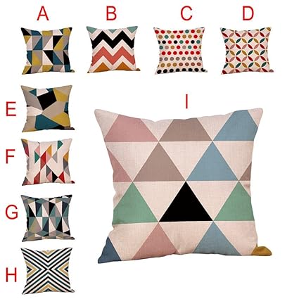 Buy Creamdog Pillowcases Geometric Printed Cotton Linen Throw