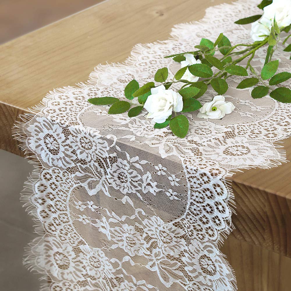Best Burlap And White Lace Table Runner 12X 120