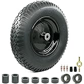 4.80/4.00-8" Pneumatic Tire and Wheel Assy,2PR (Air Filled)- 5/8"or 3/4" Powdered Metal bushings and 3"or 6"Center Hub, for Wheelbarrows,Garden and Utility Carts,Trolleys,Wagon and More