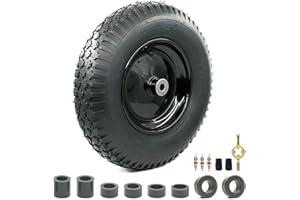 MERRYYARD 4.80/4.00-8" Pneumatic Tire and Wheel Assy,2PR (Air Filled)- 5/8"or 3/4" Powdered Metal bushings and 3"or 6"Center Hub, for Wheelbarrows,Garden and Utility Carts,Trolleys,Wagon and More