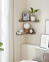 VASAGLE Floating Shelves Set of 2 L-Shaped Corner Shelves Rustic Brown Black view 4