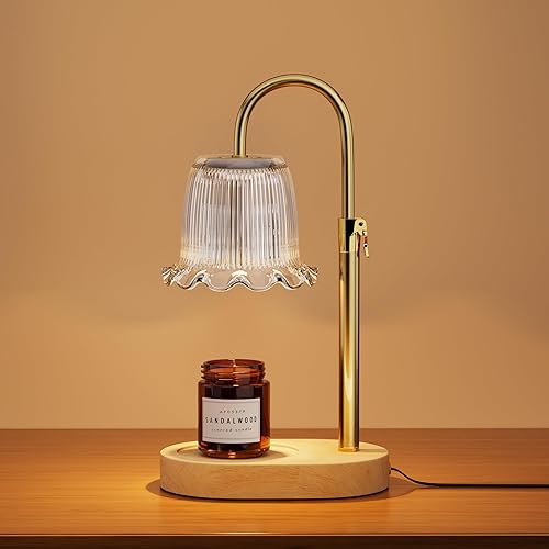 Candle Warmer Lamp with Timer Adjustable Height Candle Lamp Warmer 4 Level Dimmer Electric Wax Melt Warmer Vintage Home Decor for Scented Jar Candles House Warming & Birthday Gifts for Women