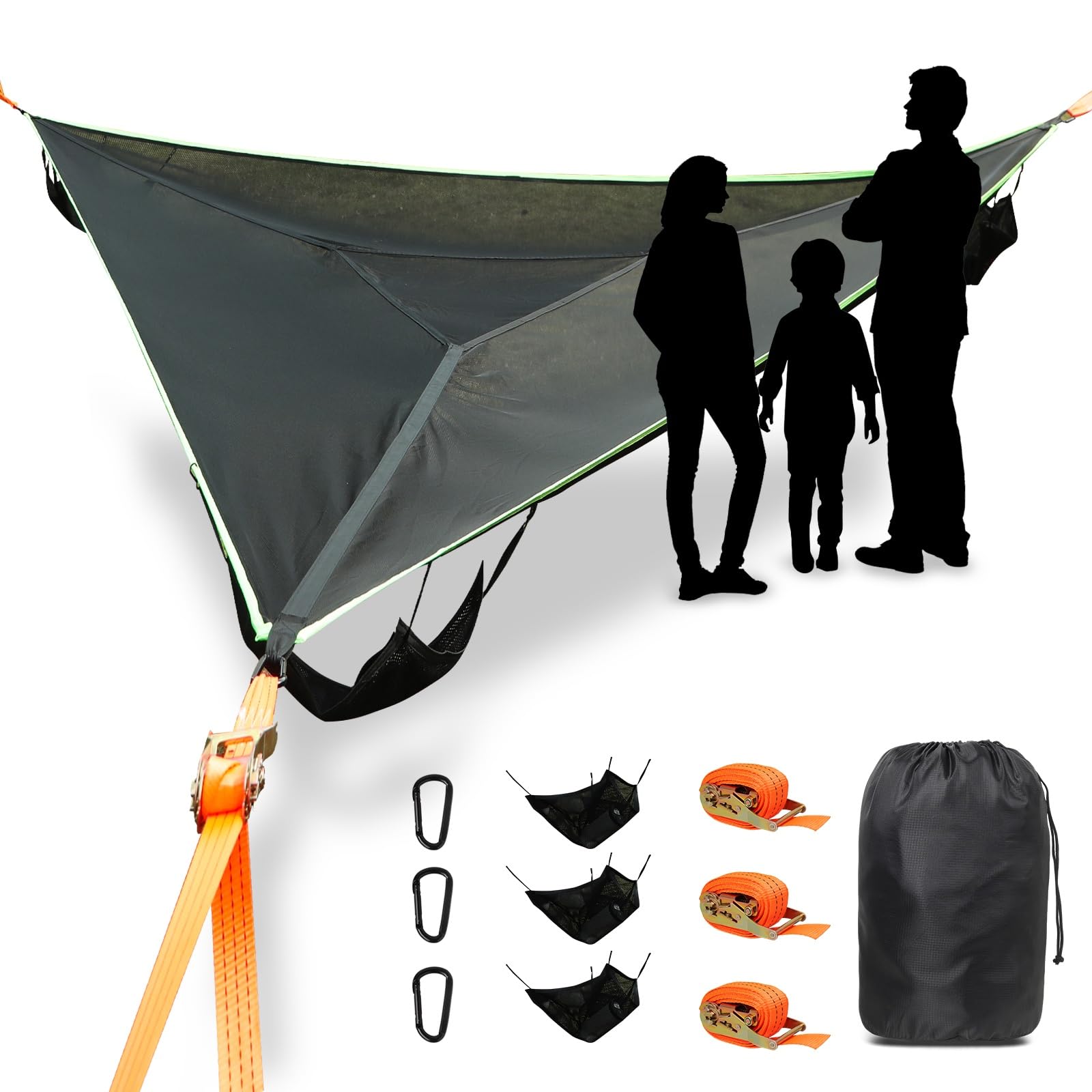 Photo 1 of LUKETURE Triangle Camping Hammock, 10ft Multi Person Hammocks Max 1100 lbs for Outdoor Relaxing, Extra Large Hammock w/Ratchet/Webbing Straps (10ft-Triangle Camping Hammock)