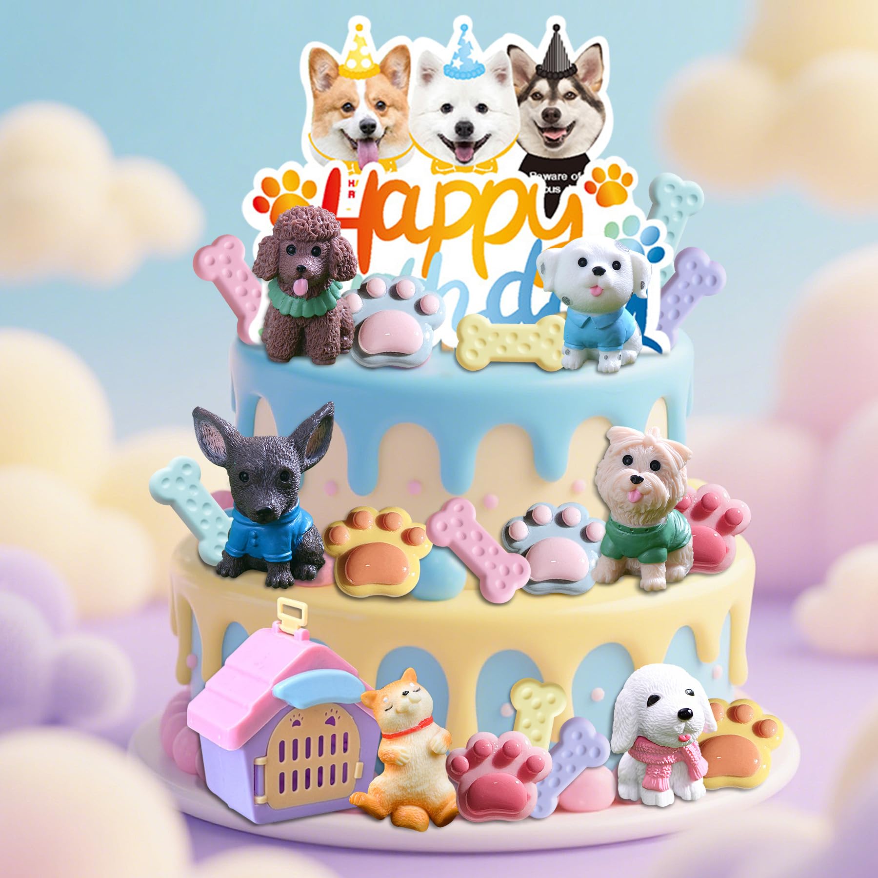 Photo 1 of 36 PCS Dog Cake Toppers Dog Party Decor Puppy Birthday Theme Party Supplies