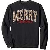 Merry Christmas Leopard Cheetah Print Matching Family Xmas Sweatshirt