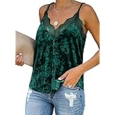 miduo Womens Strappy Adjustable Straps Velvet Lace Trim V Neck Tank Tops Cami Shirts Sleeveless Blouses Shirt Tank Top