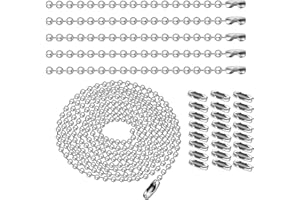 BronaGrand 10pcs 1m Length Nickel Beaded 2.4mm Ball Bead Chain Necklaces Pull Chain Extension With 50pcs Connector