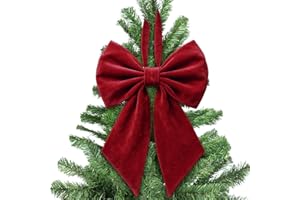 Janinka Christmas Tree Topper Bow 22", Large Bow for Decor, Birthday Party Backdrop, Ribbon Hanging Decor for Christmas Room Backdrop Wedding Party Coquette Room Decorations(Burgundy,Velvet)
